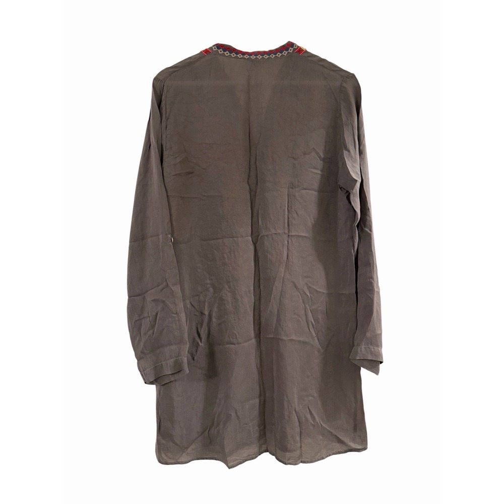 Johnny Was Embroidered Bird Floral Cupra Rayon Tunic Top Gray Boho Artisan Small - Picture 2 of 9
